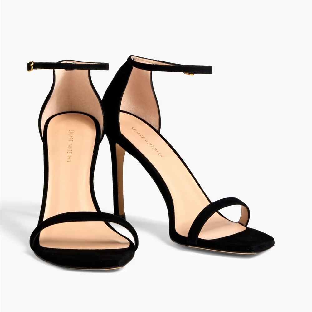 STUART WEITZMAN Amelina 85 Suede Sandal in Black Size US 8